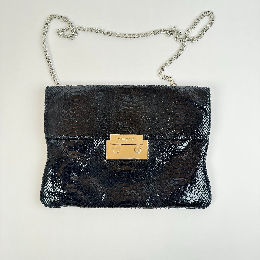 Michael Kors Vintage Sloan Python Black Clutch